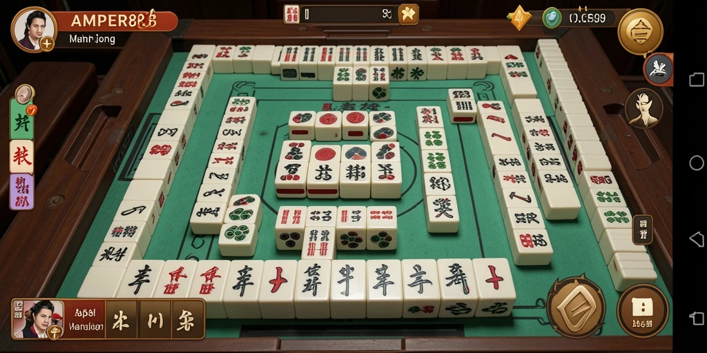 Tampilan gameplay Mahjong yang menarik dan interaktif di AMPER88.
