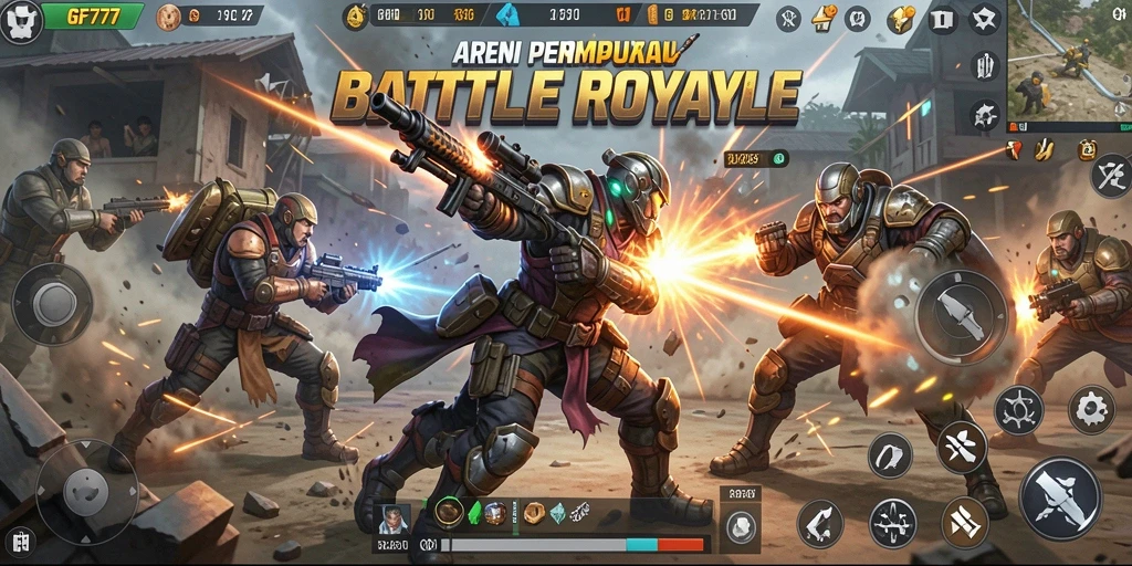 Gameplay seru dengan pertempuran taktis di arena Battle Royale.