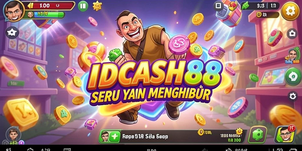 Menampilkan gameplay seru IDCASH88 dalam suasana arcade yang penuh warna.