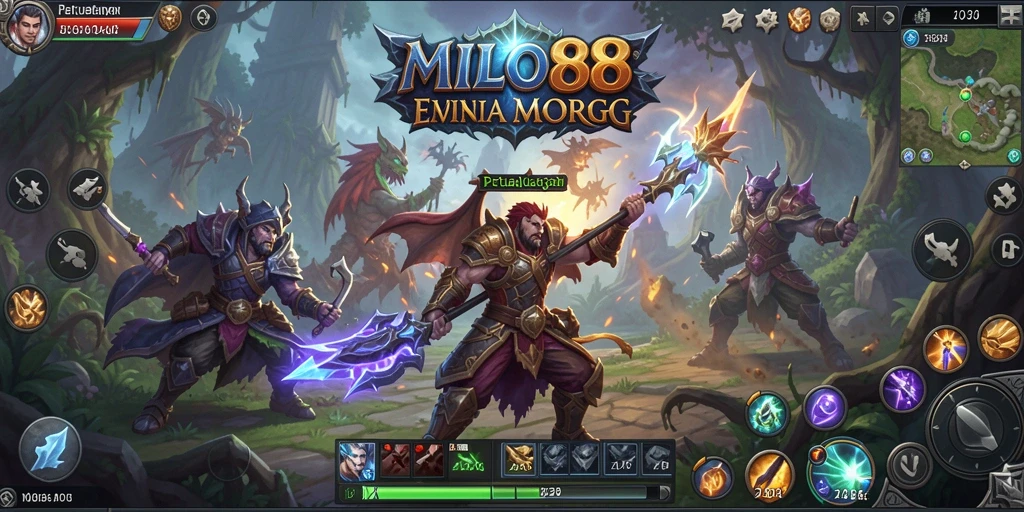 Screenshot utama MILO88 menampilkan pertempuran epik dalam dunia MMORPG.
