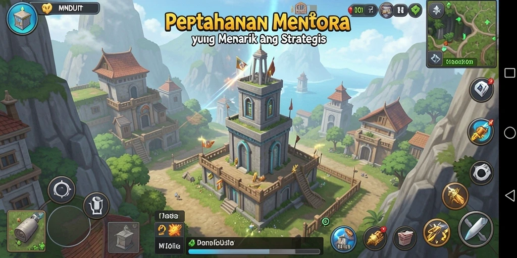 Tampilan gameplay MNDUIT yang menegangkan dalam pertarungan Tower Defense.