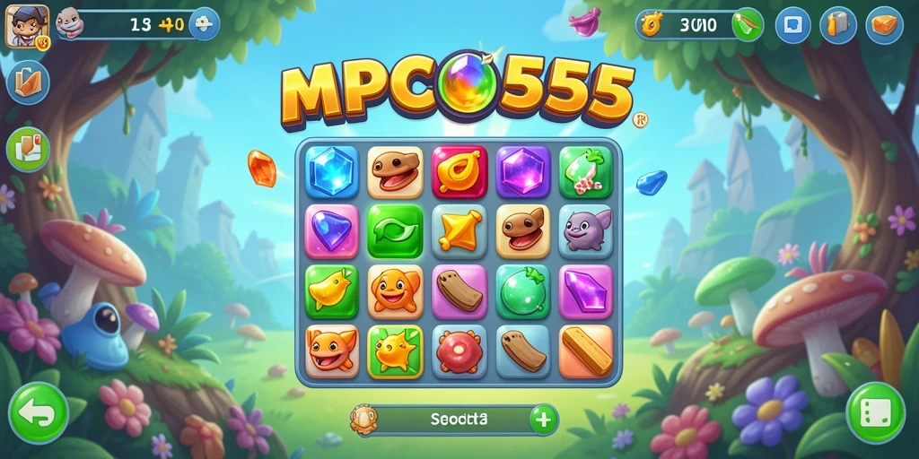 Tangkapan layar utama MPO555 menampilkan gameplay seru Match-3.
