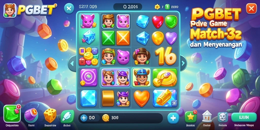 Tangkapan layar PGBET menampilkan gameplay Match-3 yang menarik.
