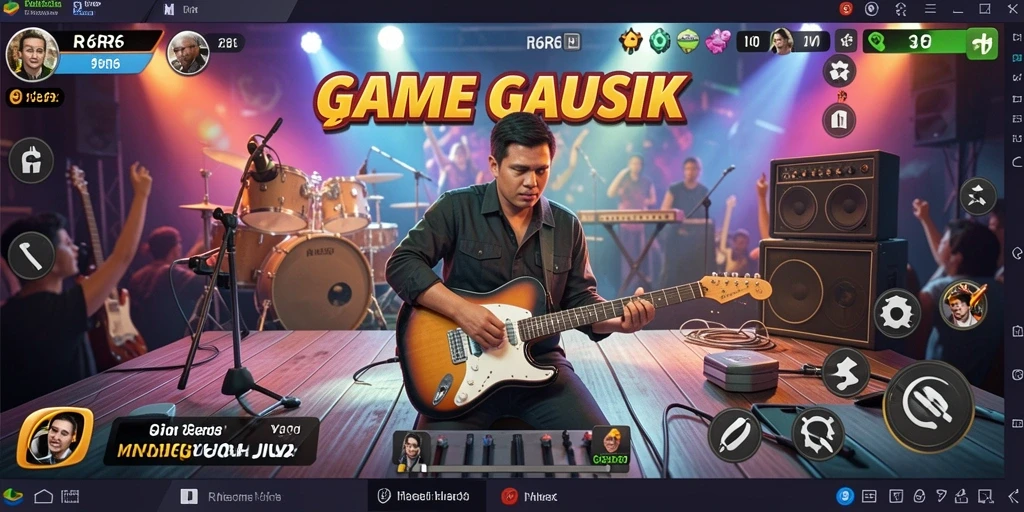 Screenshot R6R6 menunjukkan gameplay menantang sambil menikmati musik.