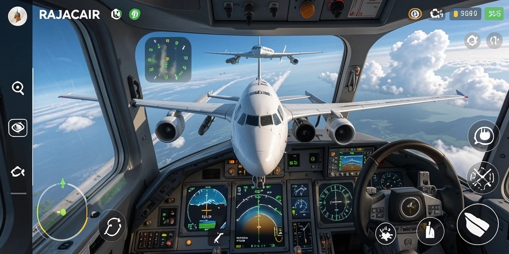 Screenshot gameplay RAJACAIR menampilkan pengalaman terbang yang realistis.